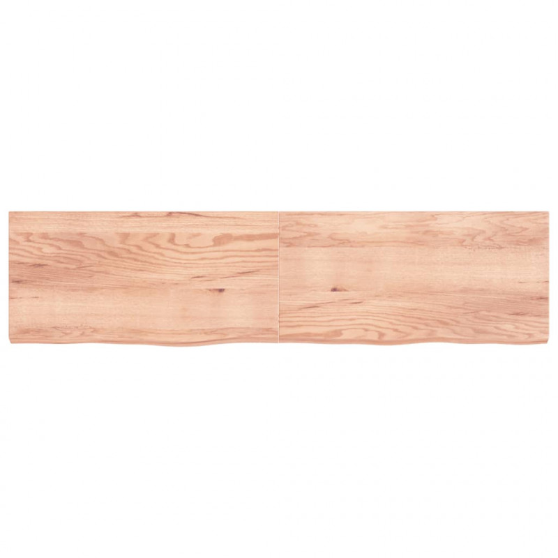 Półka, brązowa, 200x50x(2-6) cm, lakierowane lite drewno dębowe
