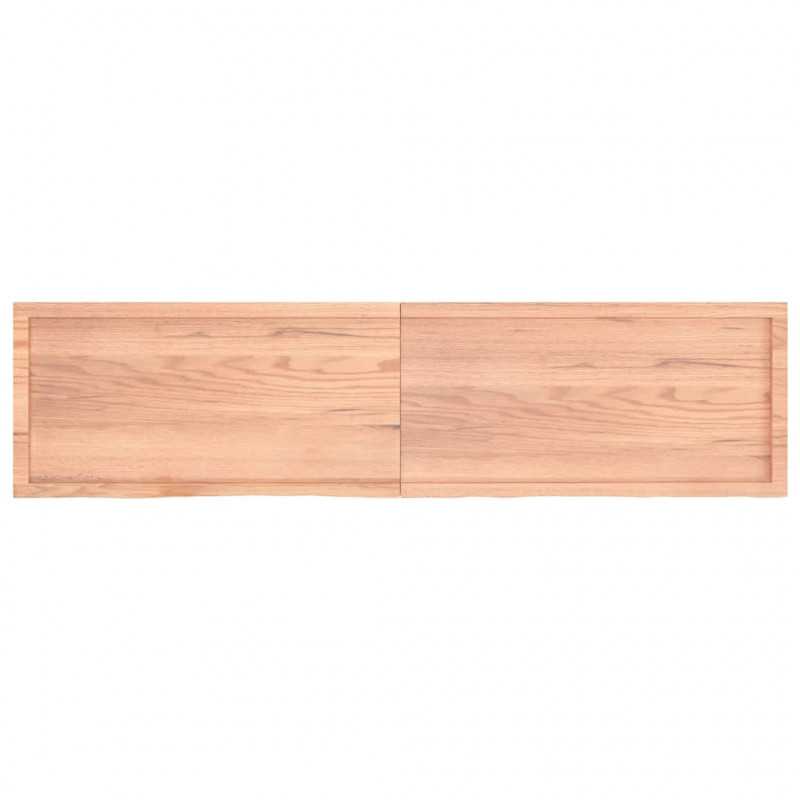 Półka, brązowa, 200x50x(2-6) cm, lakierowane lite drewno dębowe