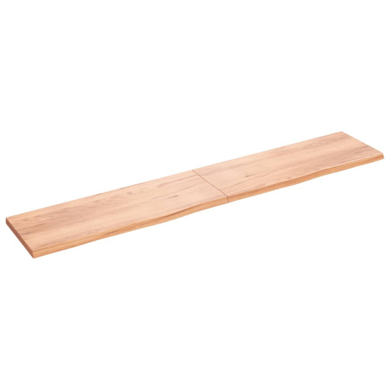 Półka, brązowa, 220x40x(2-4) cm, lakierowane lite drewno dębowe