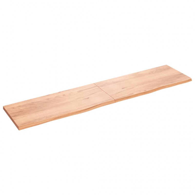 Półka, brązowa, 220x50x(2-4) cm, lakierowane lite drewno dębowe