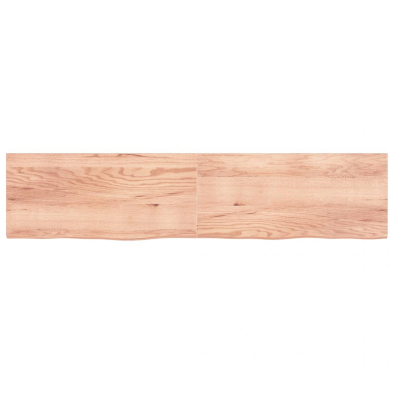 Półka, brązowa, 220x50x(2-4) cm, lakierowane lite drewno dębowe
