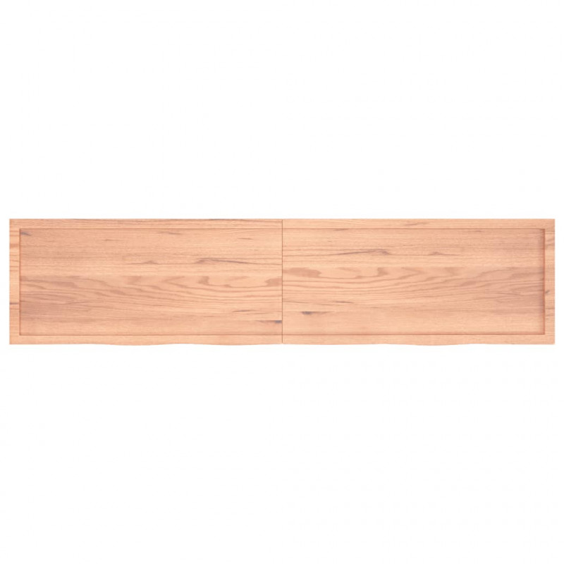 Półka, brązowa, 220x50x(2-4) cm, lakierowane lite drewno dębowe