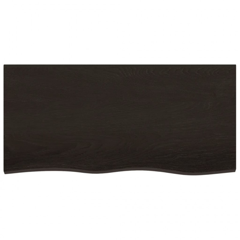Półka, ciemnobrązowa, 100x50x(2-4) cm, wykończone drewno dębowe