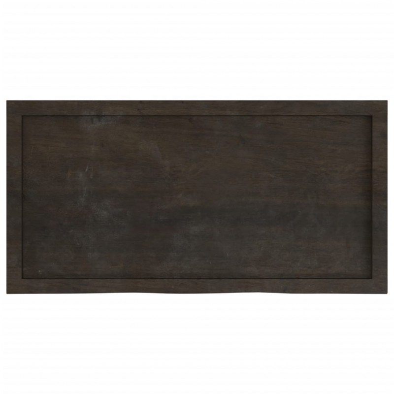 Półka, ciemnobrązowa, 100x50x(2-4) cm, wykończone drewno dębowe