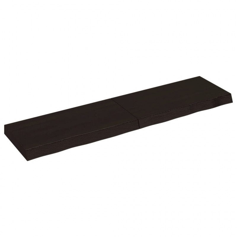 Półka, ciemnobrązowa, 120x30x(2-6) cm, wykończone drewno dębowe