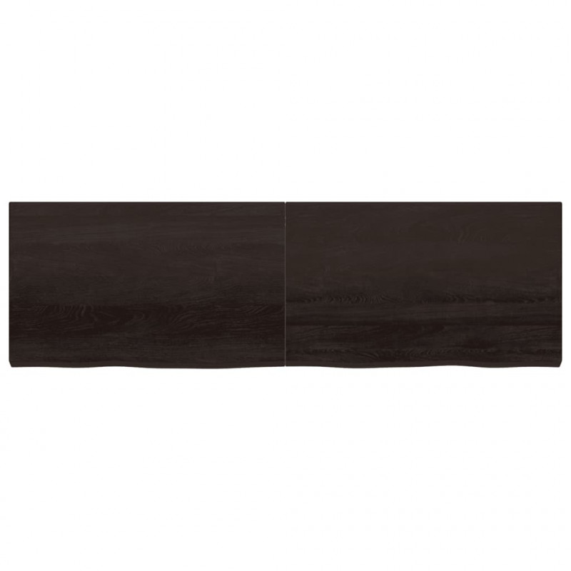 Półka, ciemnobrązowa, 200x60x(2-6) cm, wykończone drewno dębowe