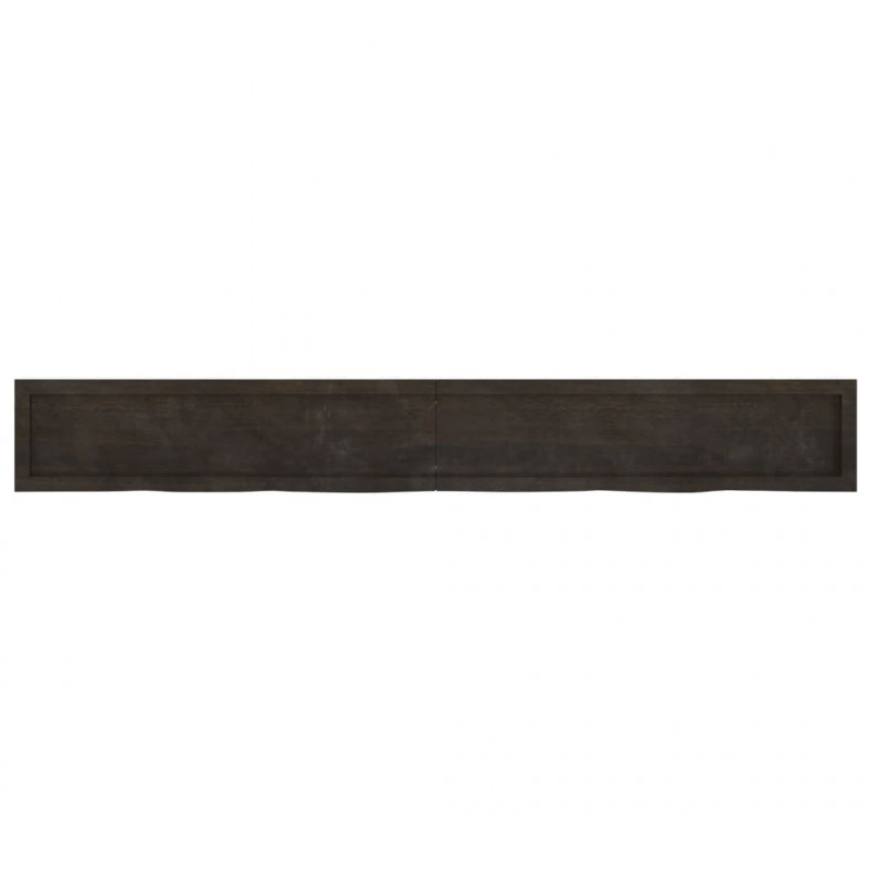 Półka, ciemnobrązowa, 220x30x(2-6) cm, wykończone drewno dębowe