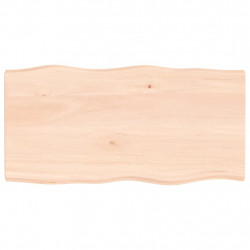 Blat stołu, 100x50x(2-4)cm surowy, lity dąb naturalną krawędzią