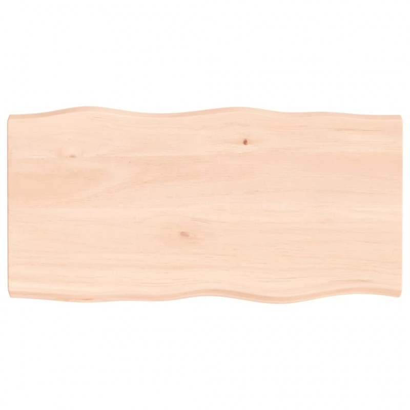 Blat stołu, 100x50x(2-4)cm surowy, lity dąb naturalną krawędzią