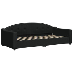 Sofa z funkcją spania, czarna, 90x200 cm, obita tkaniną