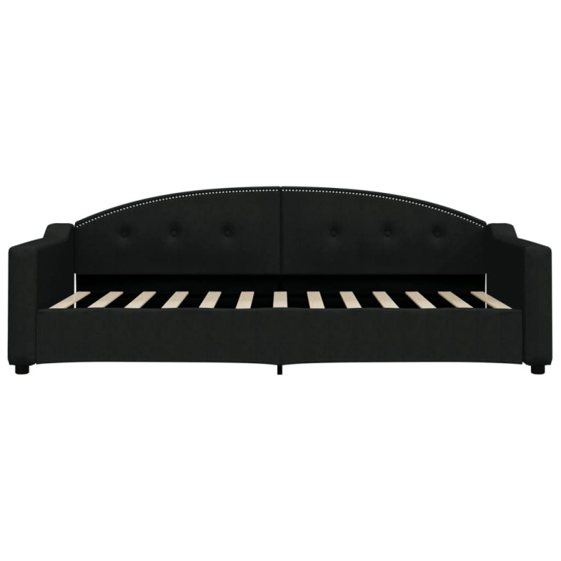 Sofa z funkcją spania, czarna, 90x200 cm, obita tkaniną