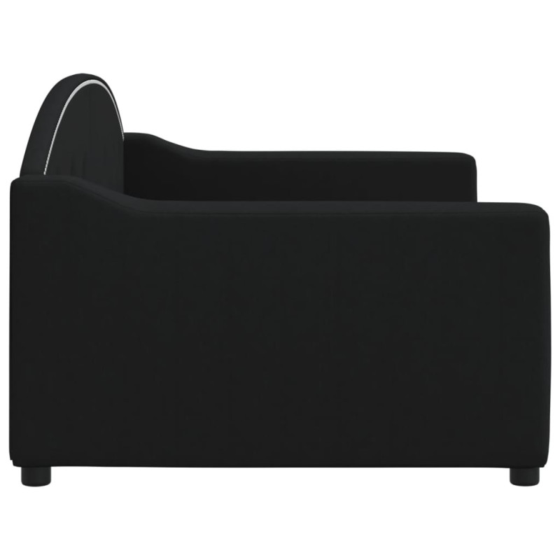 Sofa z funkcją spania, czarna, 90x200 cm, obita tkaniną