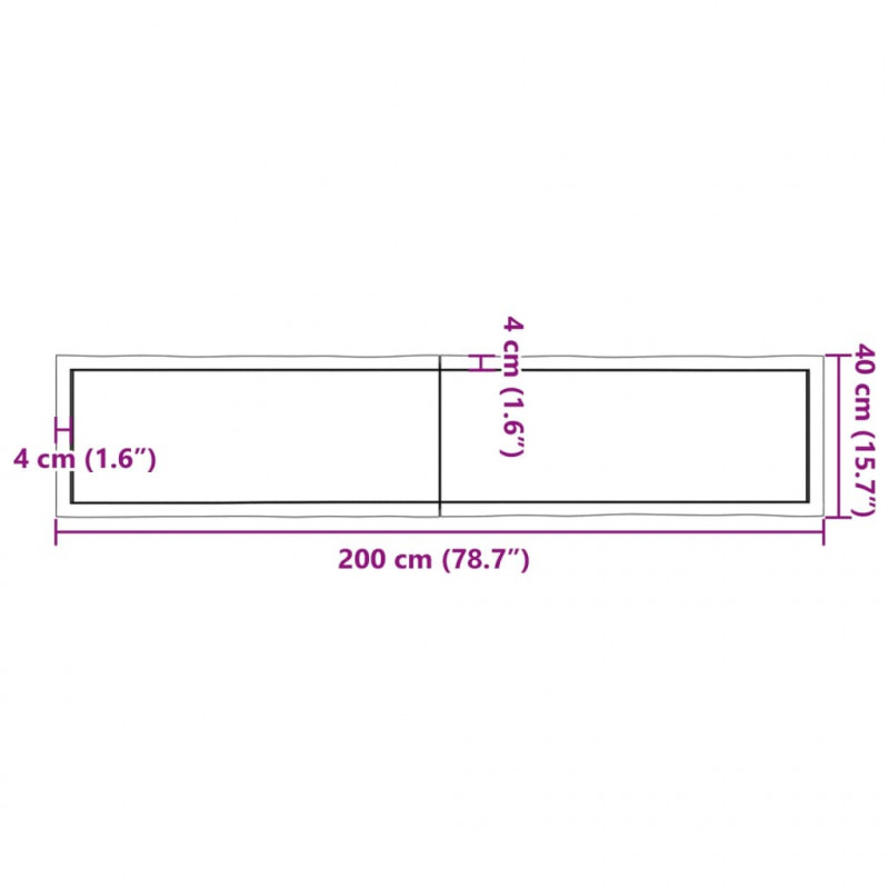 Blat stołu, 200x40x(2-4)cm surowy, lity dąb naturalną krawędzią