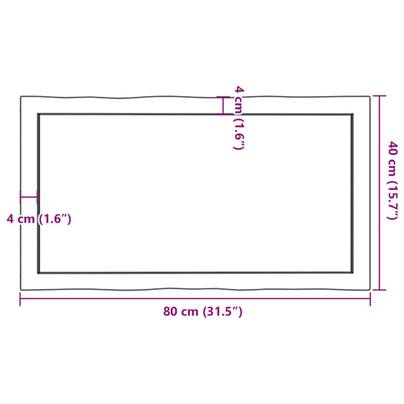 Blat, jasnobrązowy 80x40x(2-6) cm drewno z naturalną krawędzią