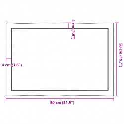 Blat, jasnobrązowy, 80x50x(2-4)cm drewno z naturalną krawędzią