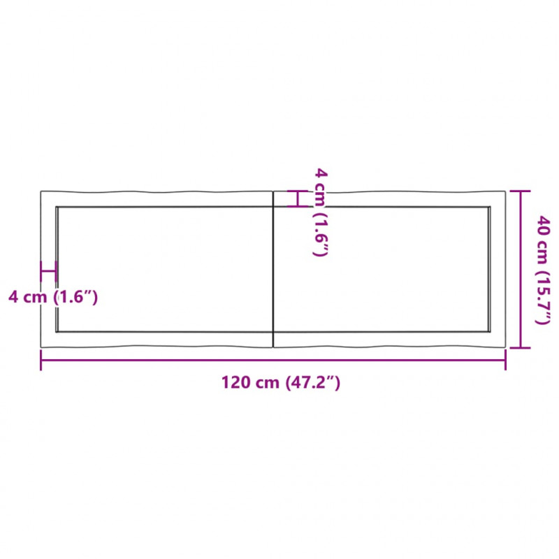 Blat jasnobrązowy 120x40x(2-4) cm drewno z naturalną krawędzią