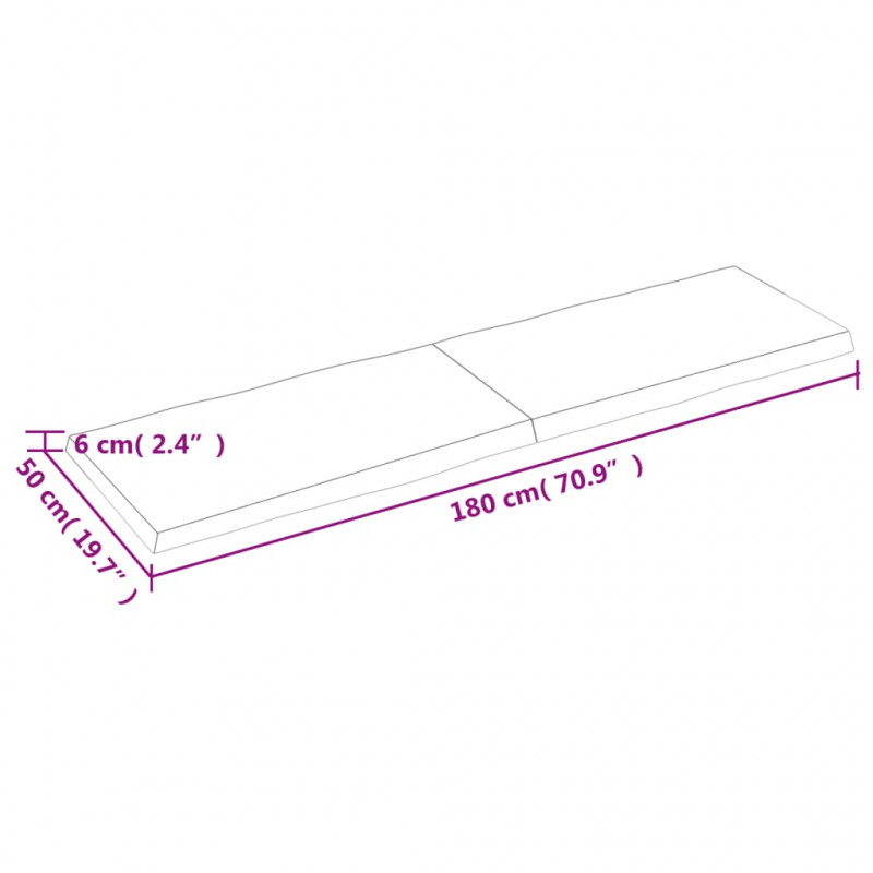 Blat, jasnobrązowy 180x50x(2-6) cm drewno z naturalną krawędzią