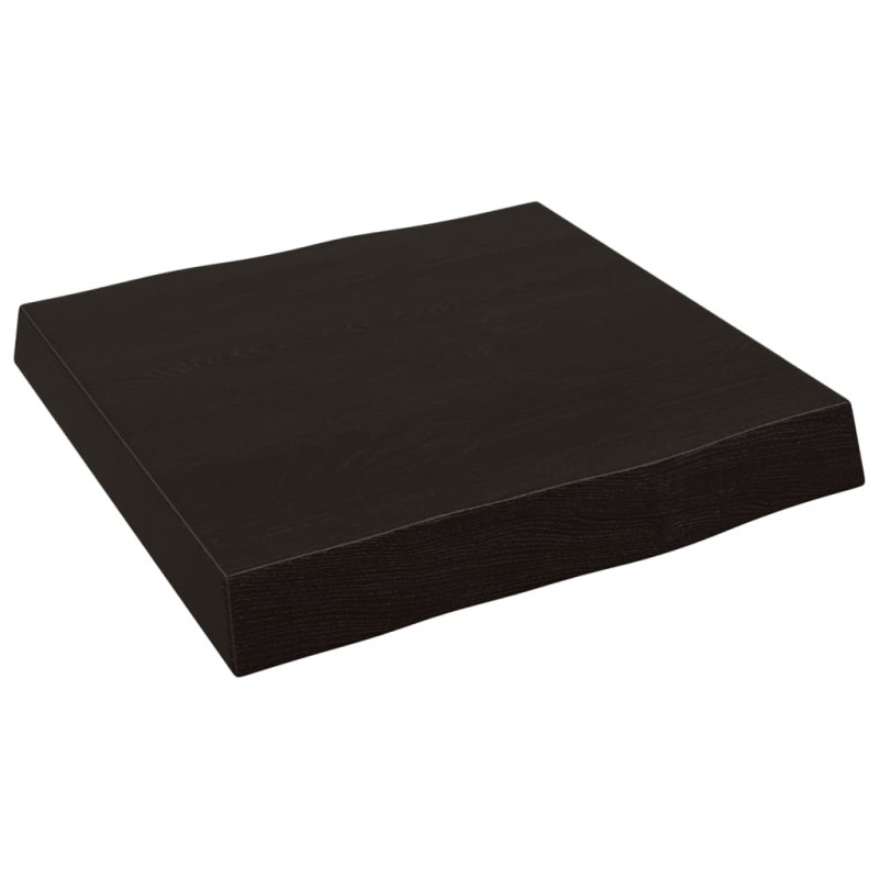 Blat, ciemnobrązowy 40x40x(2-6) cm drewno z naturalną krawędzią
