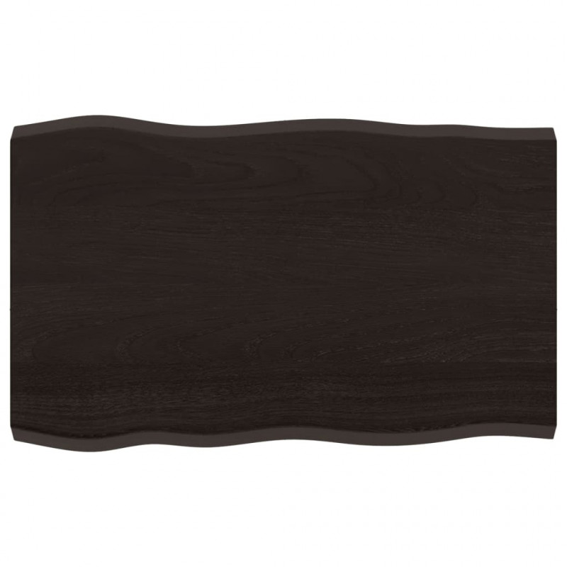 Blat, ciemnobrązowy, 80x50x(2-4)cm drewno z naturalną krawędzią