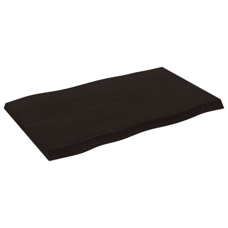 Blat, ciemnobrązowy, 80x50x(2-4)cm drewno z naturalną krawędzią