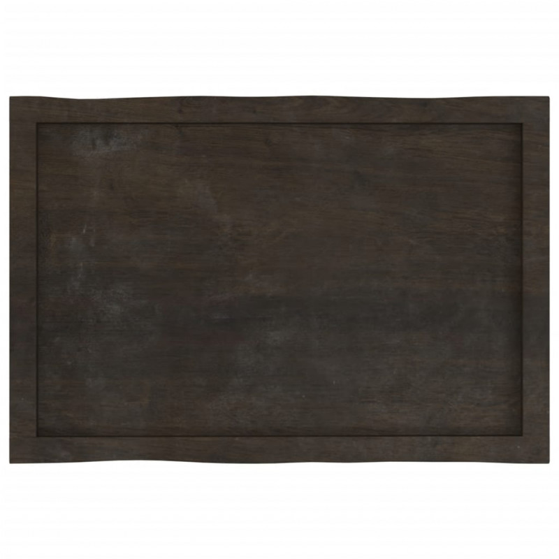 Blat, ciemnobrązowy, 80x50x(2-4)cm drewno z naturalną krawędzią