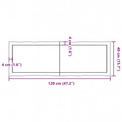 Blat ciemnobrązowy 120x40x(2-4) cm drewno z naturalną krawędzią