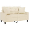 2-osobowa sofa z poduszkami, kremowa, 120 cm, sztuczna skóra