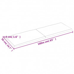 Blat, ciemnobrązowy 160x50x(2-4)cm drewno z naturalną krawędzią