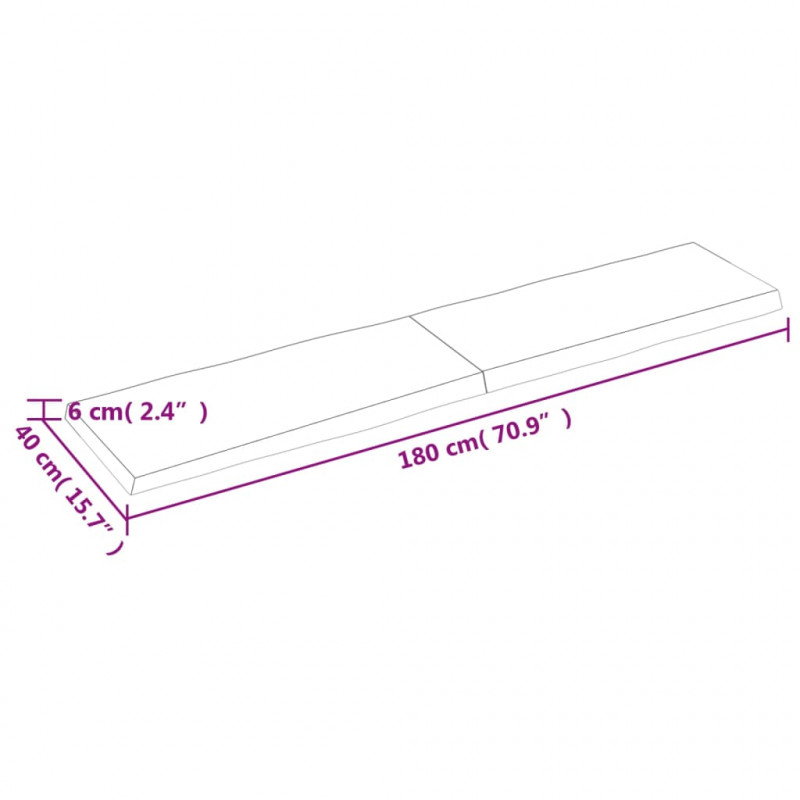 Blat ciemnobrązowy 180x40x(2-6) cm drewno z naturalną krawędzią