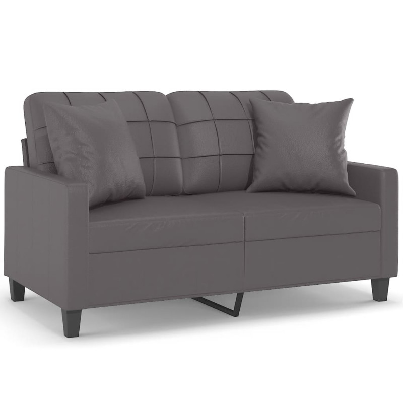 2-osobowa sofa z poduszkami, szara, 120 cm, sztuczna skóra