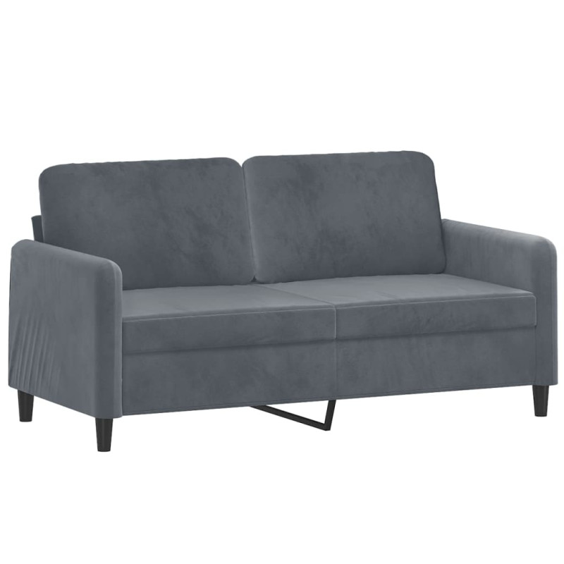 2-osobowa sofa z poduszkami, ciemnoszara, 140 cm, aksamit