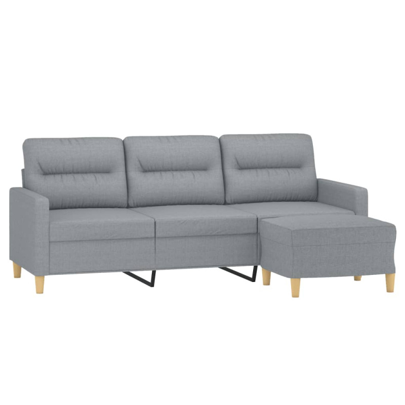 3-osobowa sofa z podnóżkiem, jasnoszara, 180 cm, tkaniną