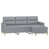 3-osobowa sofa z podnóżkiem, jasnoszara, 180 cm, tkaniną