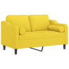 2-osobowa sofa z poduszkami, jasnożółta, 120 cm, tkanina