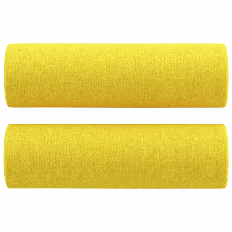 2-osobowa sofa z poduszkami, jasnożółta, 120 cm, tkanina