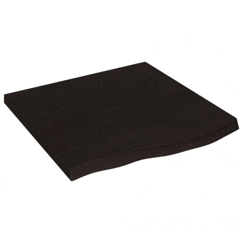 Blat stołu, ciemnobrązowy, 60x60x(2-4) cm, lite drewno dębowe