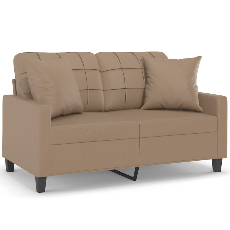 2-osobowa sofa z poduszkami, cappuccino, 120 cm, sztuczna skóra