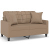 2-osobowa sofa z poduszkami, cappuccino, 120 cm, sztuczna skóra