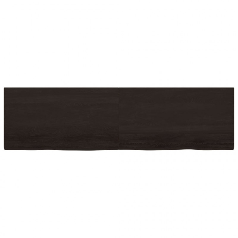 Blat stołu, ciemnobrązowy, 220x60x(2-4) cm, lite drewno dębowe
