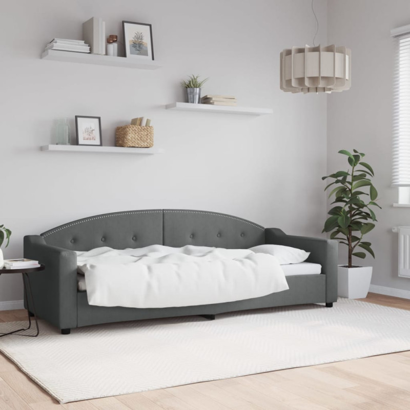 Sofa z funkcją spania, ciemnoszara, 80x200 cm, obita tkaniną