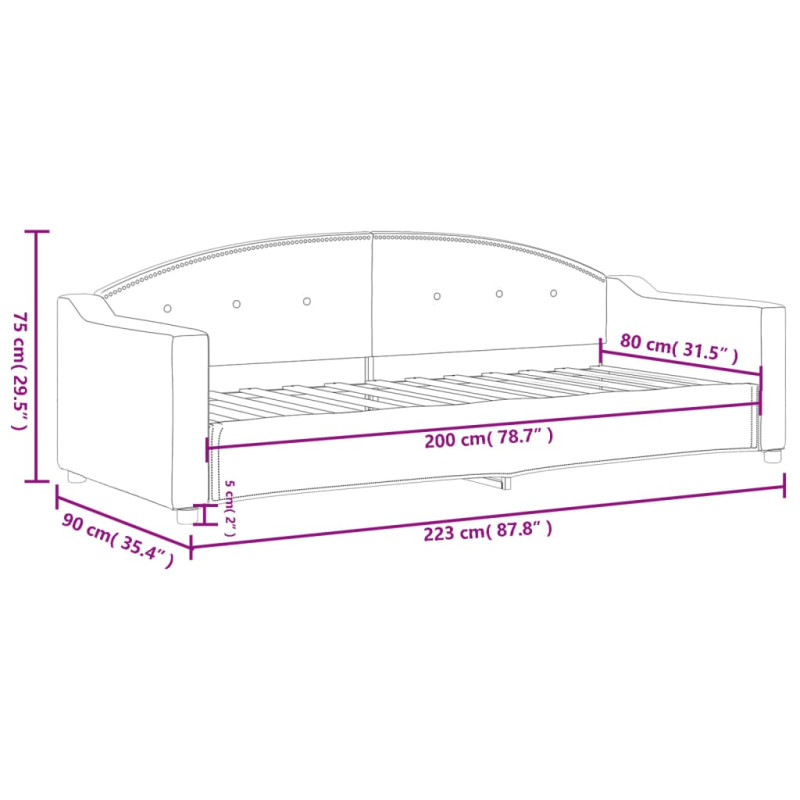Sofa z funkcją spania, ciemnoszara, 80x200 cm, obita tkaniną