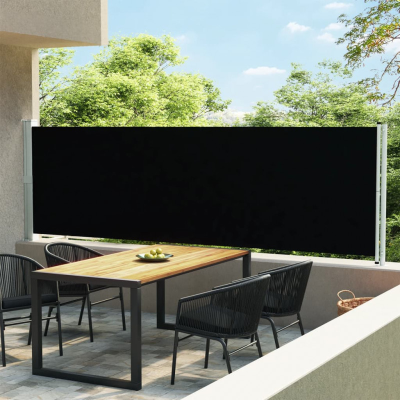 Wysuwana markiza boczna na taras, 140 x 600 cm, czarna