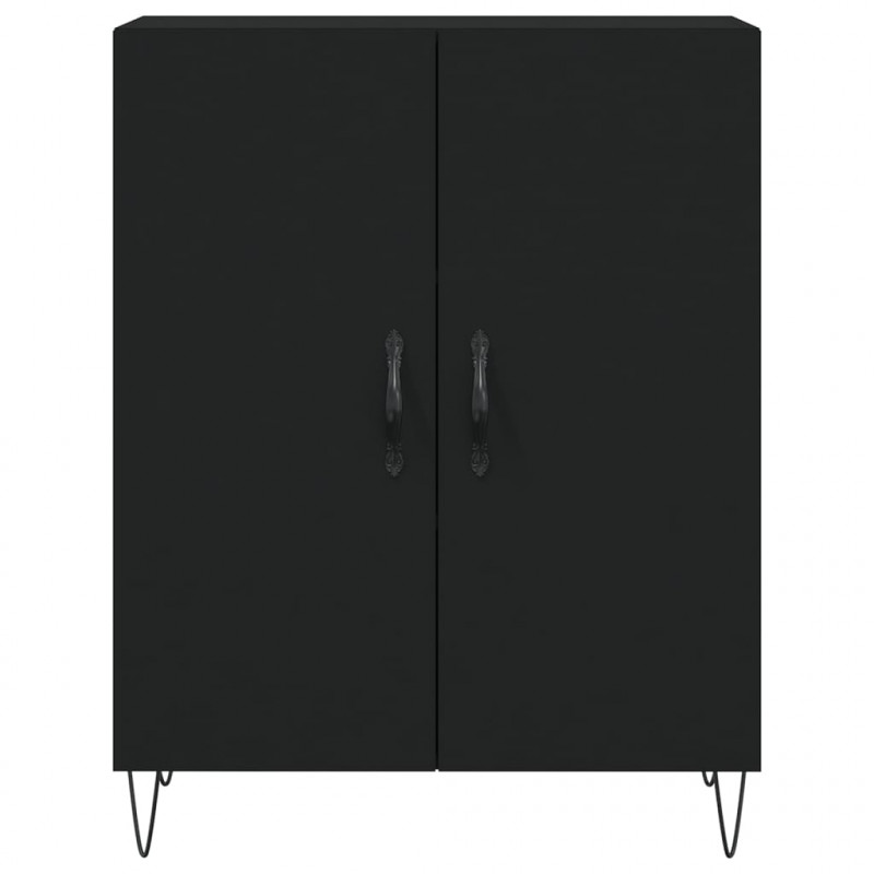 Witrynka, czarna, 69,5x34x180 cm, materiał drewnopochodny