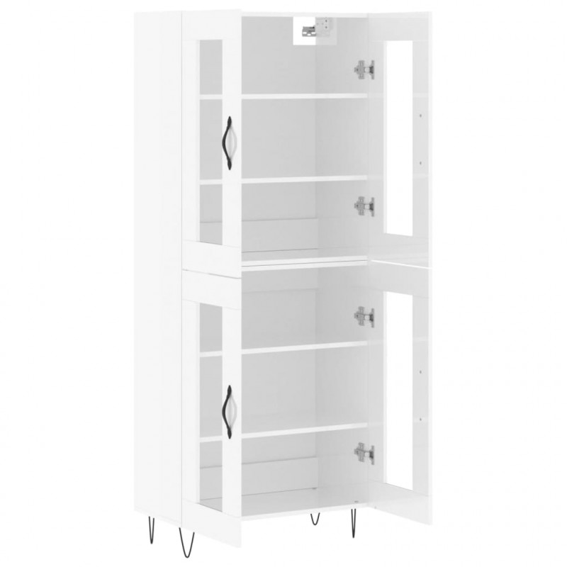 Witrynka biała połysk 69,5x34x180 cm materiał drewnopochodny