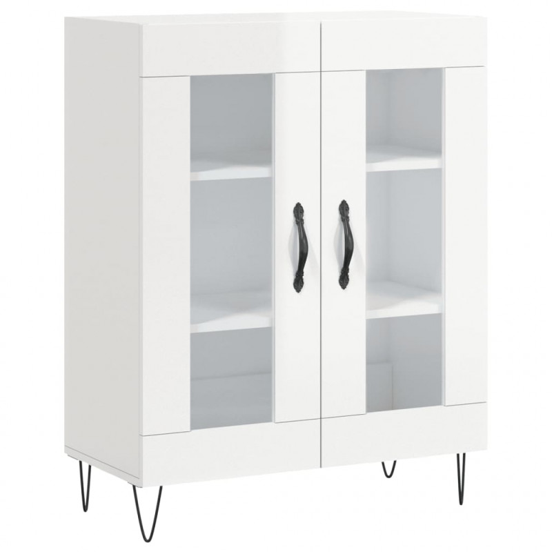 Witrynka biała połysk 69,5x34x180 cm materiał drewnopochodny