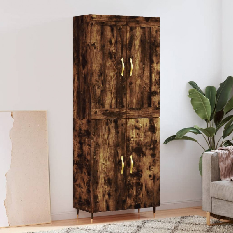 Witrynka przydymiony dąb 69,5x34x180 cm materiał drewnopochodny