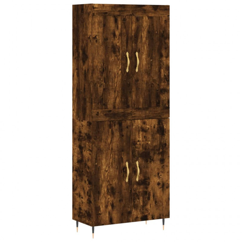 Witrynka przydymiony dąb 69,5x34x180 cm materiał drewnopochodny