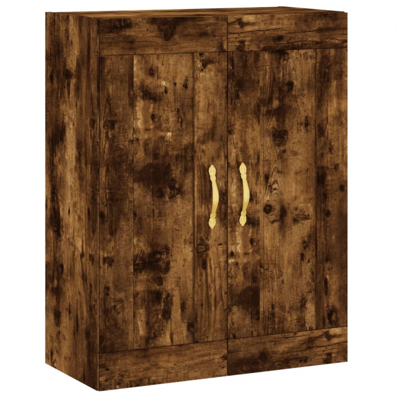 Witrynka przydymiony dąb 69,5x34x180 cm materiał drewnopochodny