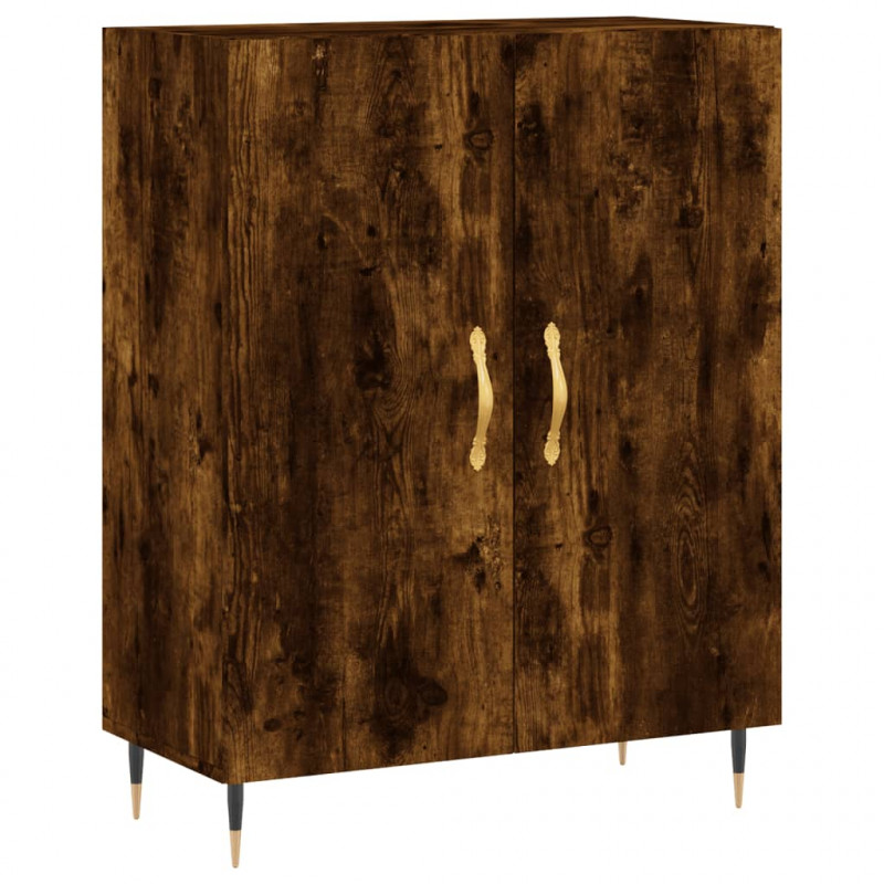 Witrynka przydymiony dąb 69,5x34x180 cm materiał drewnopochodny