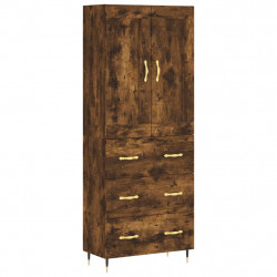 Witrynka przydymiony dąb 69,5x34x180 cm materiał drewnopochodny